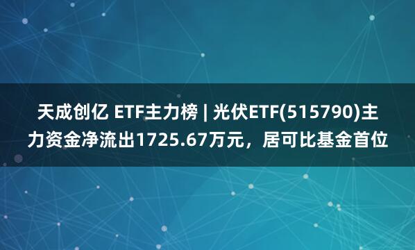 天成创亿 ETF主力榜 | 光伏ETF(515790)主力资金净流出1725.67万元，居可比基金首位