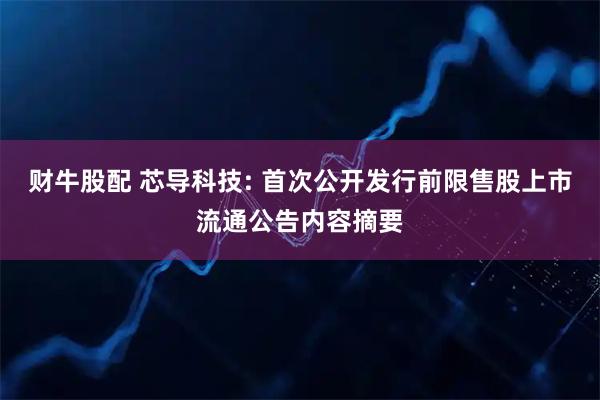 财牛股配 芯导科技: 首次公开发行前限售股上市流通公告内容摘要